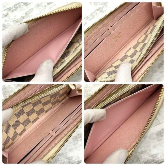 Authentic Louis Vuitton Damier Azur Clemence Zippy Wallet Rose Ballerine Pink - Picture 12 of 13
